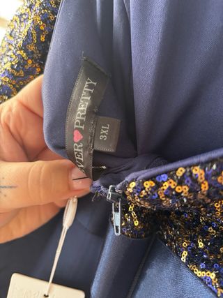 Vestido fiesta lentejuelas azul y dorado