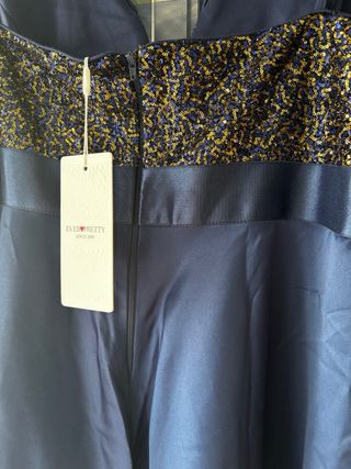 Vestido fiesta lentejuelas azul y dorado