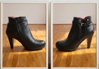 Botines de tacón alto en piel negros