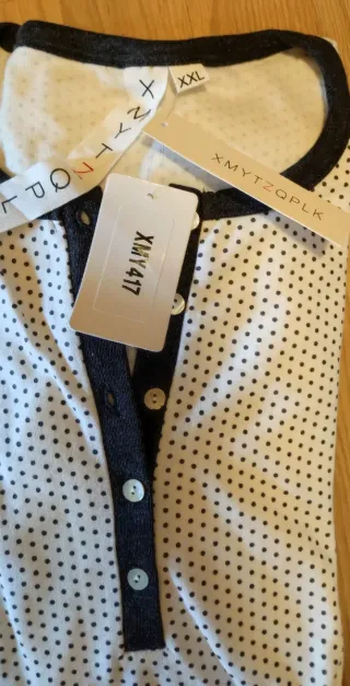 Camisón algodón XXL lunares grises