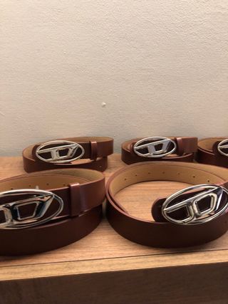 10 Cinture Diesel Pelle Marrone Argento