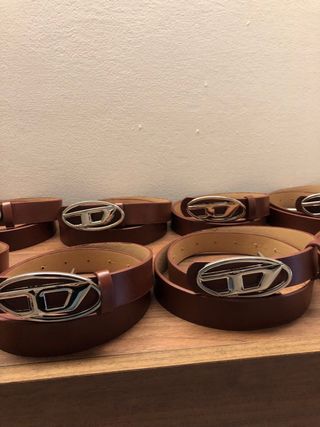 10 Cinture Diesel Pelle Marrone Argento