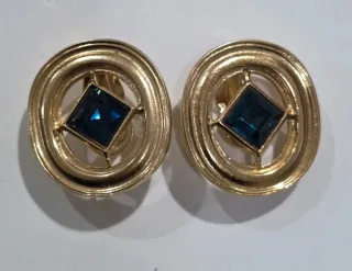 Orecchini vintage clip YSL blu oro