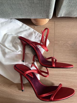 Sandalias de tacón Zara naranja coral  talla 39
