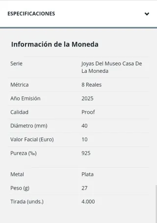 Moneda 10€ Plata PROOF - Joyas del Museo (Potosí)