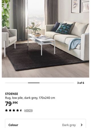 Alfombra Ikea STOENSE Gruesa Gris