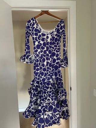 Traje de Flamenca Morado y Blanco