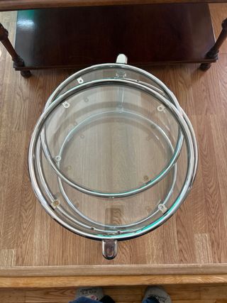 Mesa auxiliar acero y cristal