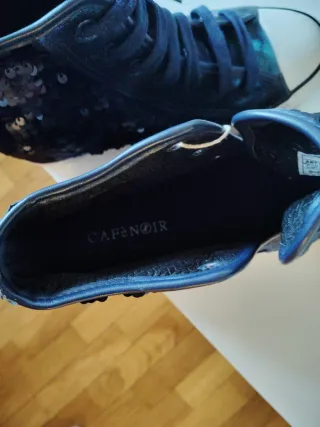 Zapatillas cuña Café Noir lentejuelas mujer