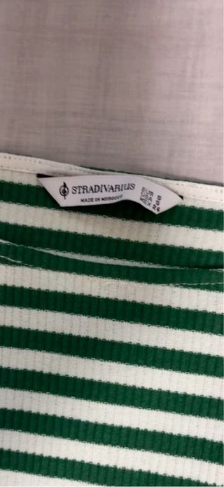 Vestido rayas verde y blanco Stradivarius