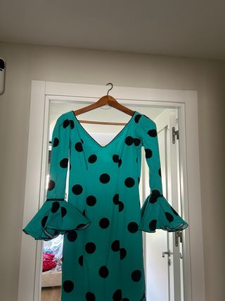 Traje Flamenca lunares negro y turquesa