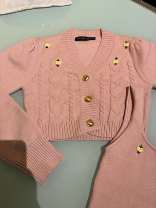 Twinset bambina rosa con fiori
