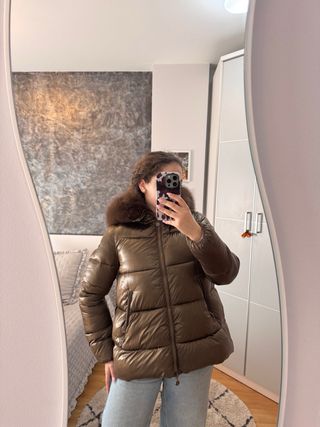 Chaqueta acolchada mujer marrón