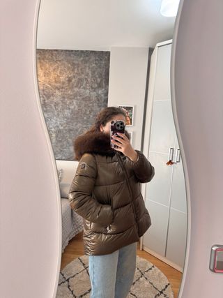 Chaqueta acolchada mujer marrón