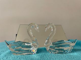 Coppia di cigni Swarovski in cristallo
