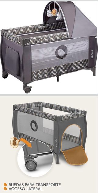 Cuna, cambiador y parque infantil