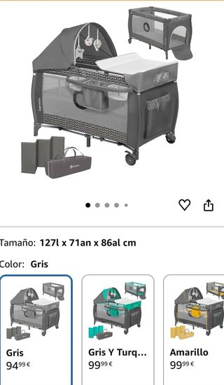 Cuna, cambiador y parque infantil