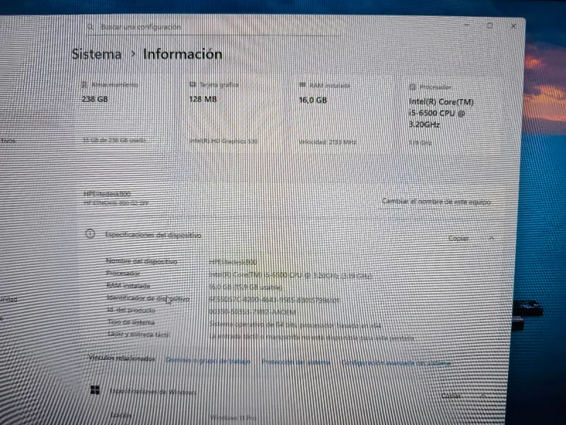 HP EliteDesk 800 G2 256Gb SSD 16GB RAM afbeelding 4