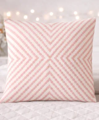 Fronha de Almofada Rosa e Branca 45x45cm