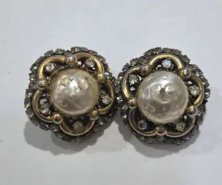 Rari orecchini clips perle e strass anni '30