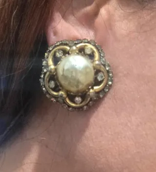Rari orecchini clips perle e strass anni '30