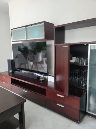 Conjunto Muebles Comedor Madera y Cristal