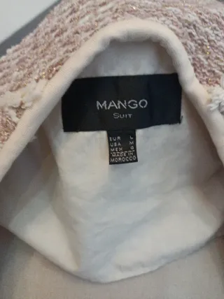 Chaqueta tweed beige y rosa