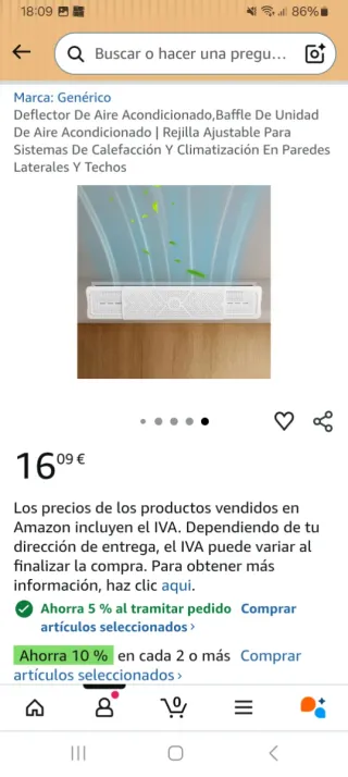 Deflector aire acondicionado