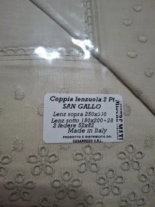 Completo Lenzuola Matrimoniale San Gallo Beige