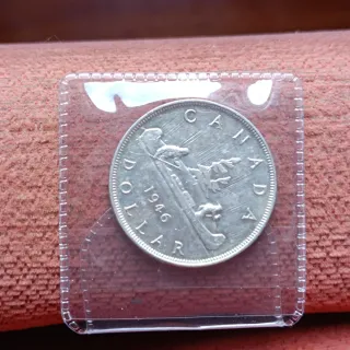 Moneda 1 Dólar Plata Canadá 1946 circulada Voyager