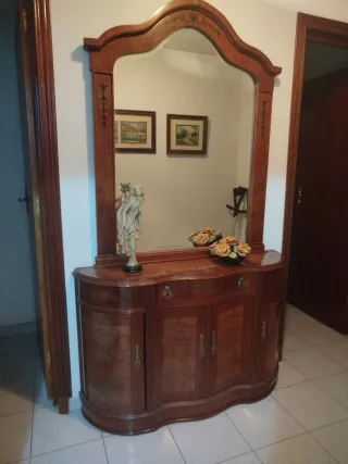Mueble recibidor madera y cristal