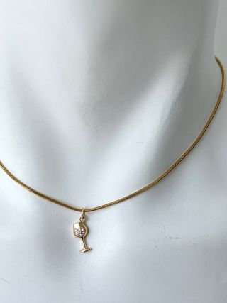 Collana Calice Brillante in acciaio 45 cm Nuova