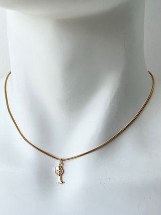 Collana Calice Brillante in acciaio 45 cm Nuova