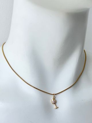 Collana Calice Brillante in acciaio 45 cm Nuova