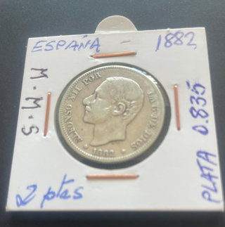 Moneda 2 Pesetas España 1882