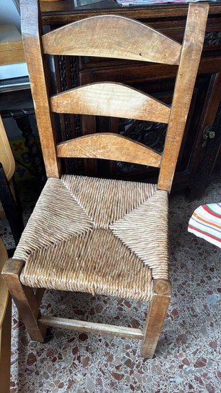 6 Sillas de enea madera y yute