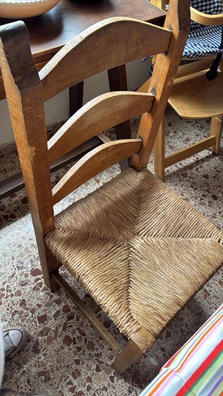 6 Sillas de enea madera y yute