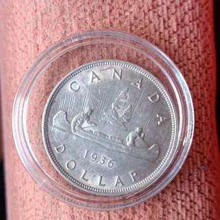 Moneda Plata 1 Dólar Canadiense 1936 circulada