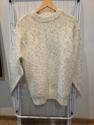 Jersey Mango Blanco con Detalles Plateados Talla Ú