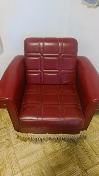 Sillón Vintage Piel Sintética Rojo