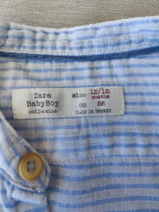 Camisa Mao 12-18 meses blanco azul Zara