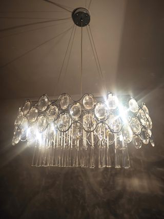 Lámpara Techo Cristal Plata