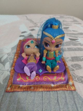 Muñecas Shimmer y Shine con alfombra