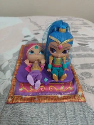 Muñecas Shimmer y Shine con alfombra
