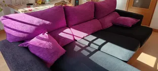 Sofá Chaiselongue Negro y Morado