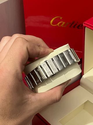 Reloj Cartier Santos Negro y Plateado