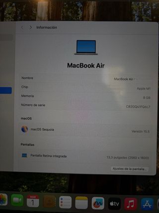 ¡Vendo MacBook Air - 13 pulgadas - 256GB!
