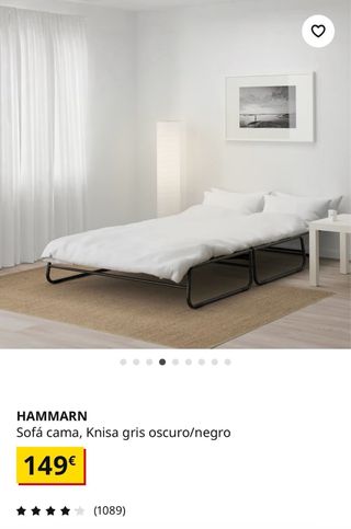Sofá cama Ikea gris oscuro/negro