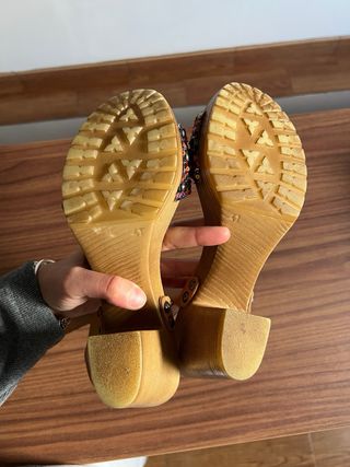 Sandalias Porronet Mujer Beige Multicolor