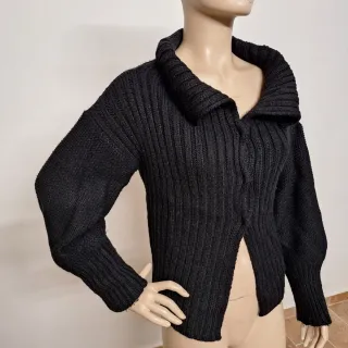 Cardigan donna nero con bottoni automatici